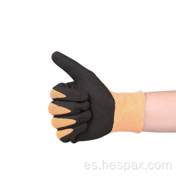 Guantes de nitrilo resistentes a un corte amarillo Hespax Guantes de HPPE agarrados por HPPE